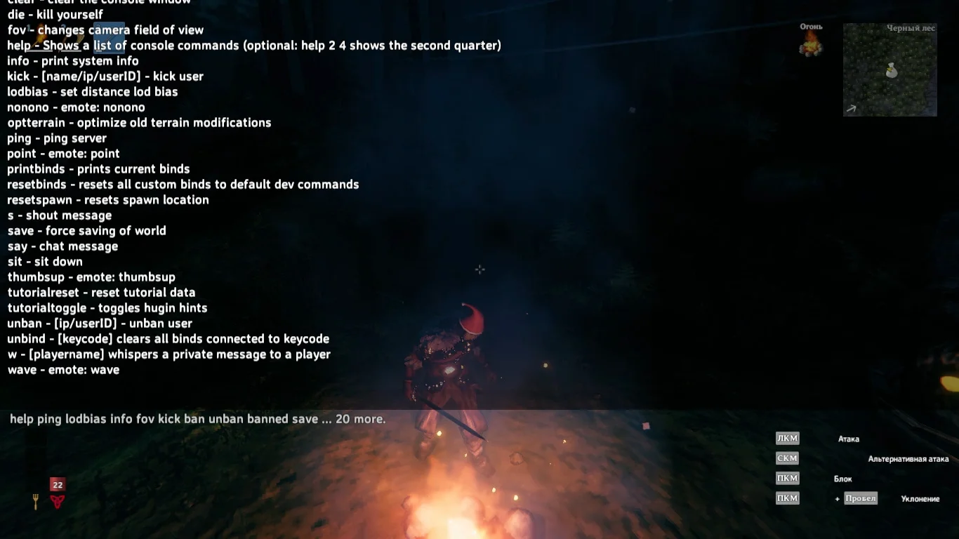 Все консольные команды в valheim