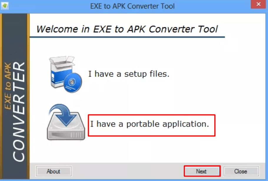 How to convert exe files to apk for android?