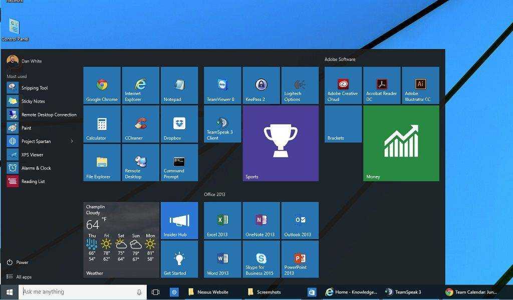 Как разместить живые плитки на рабочем столе windows 10?